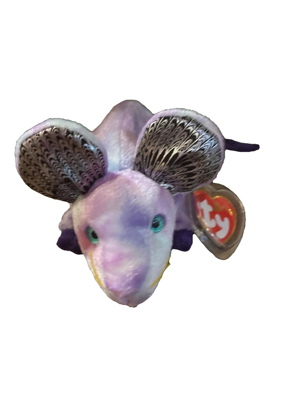 Ty Beanie Baby Rat / “Cheezer the Mouse” 2000 Zodiac Purple Tie-Dye MWMT NWT